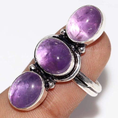 Anello lungo ametista naturale