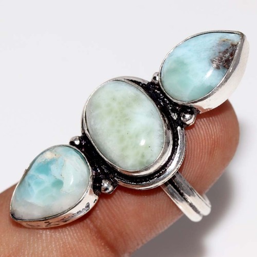 Anello larimar lungo - lungo, placcato