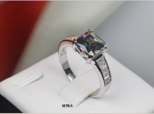 Anello zirconi arcobaleno - anello,