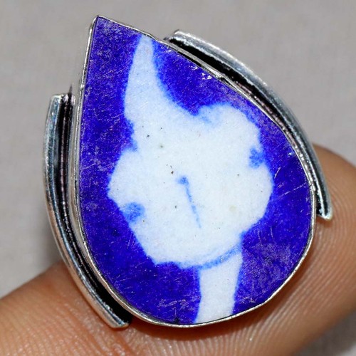 Anello ceramica blu - , placcato