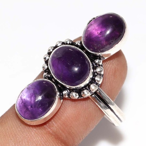 Anello lungo ametista naturale