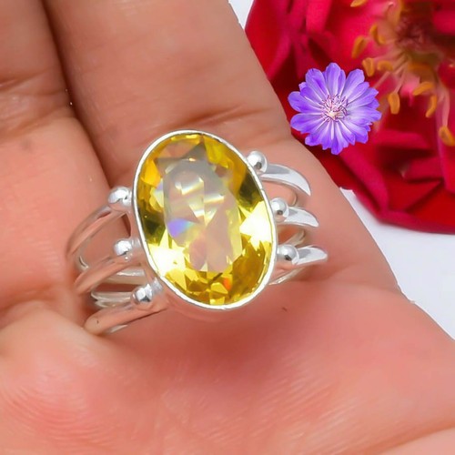 Anello citrino giallo - , argento