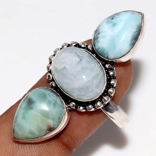 Anello larimar lungo placcato - larimar,