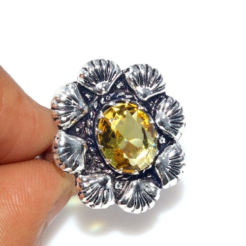 Anello citrino floreale - citrino,