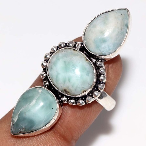 Anello larimar lungo placcato - larimar,