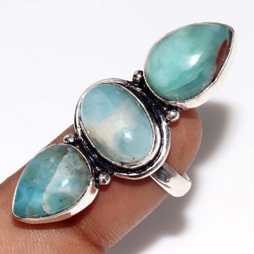 Anello larimar lungo - lungo, placcato