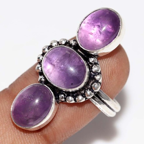 Anello lungo ametista naturale