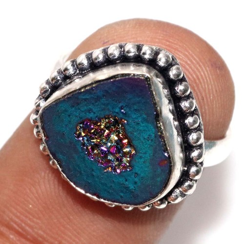 Anello druzy titanio - druzy, in