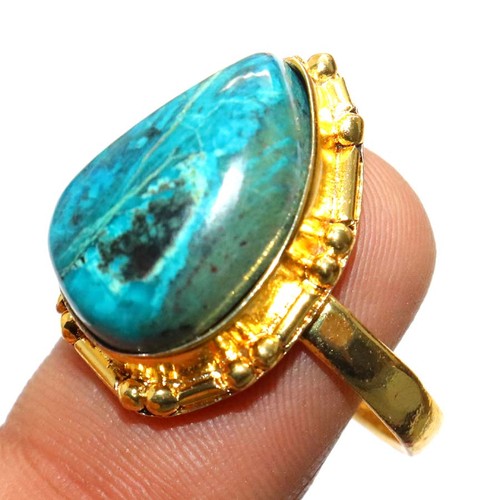 Anello crisocolla placcato oro - crisocolla,