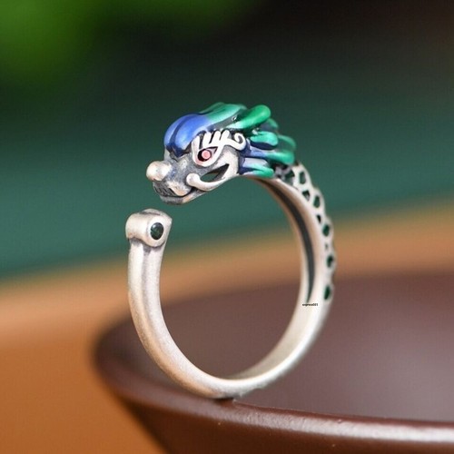 Anello aperto drago - , smaltato