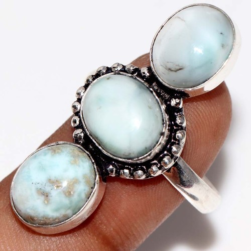 Anello lungo larimar placcato