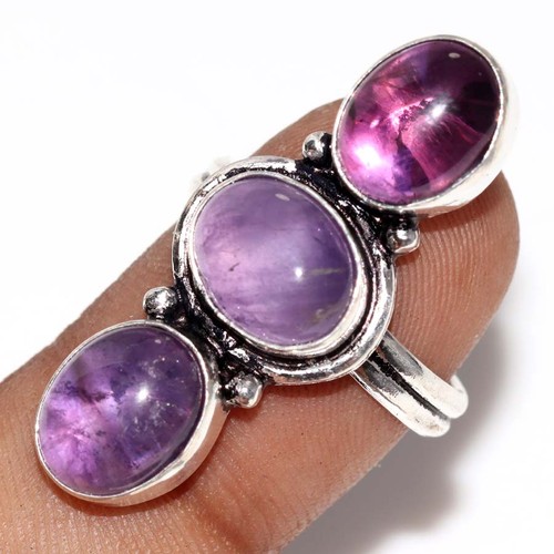 Anello lungo ametista naturale