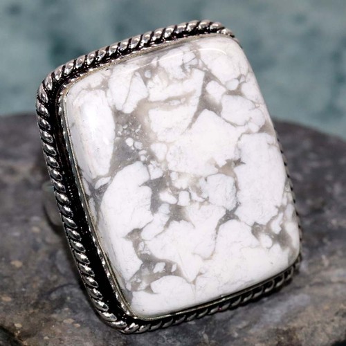 Anello howlite placcato - howlite,